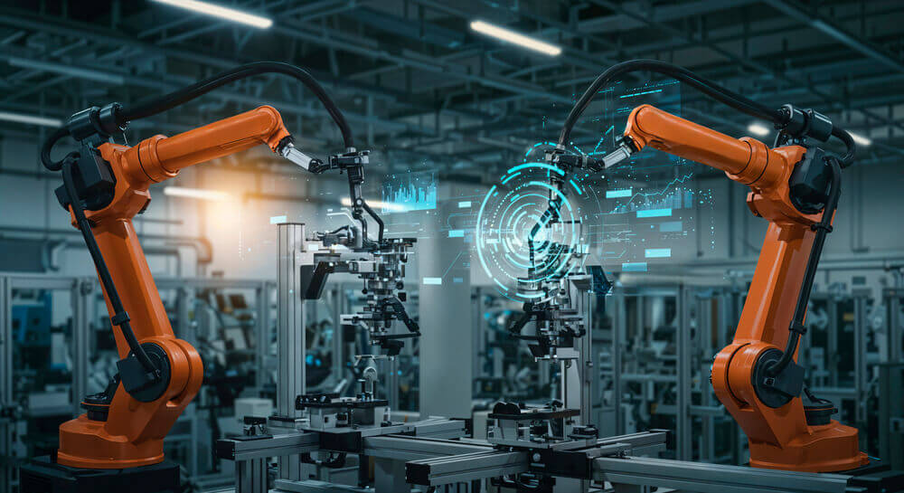 Técnico de automação industrial analisando painel de CLP em planta industrial no Rio de Janeiro
