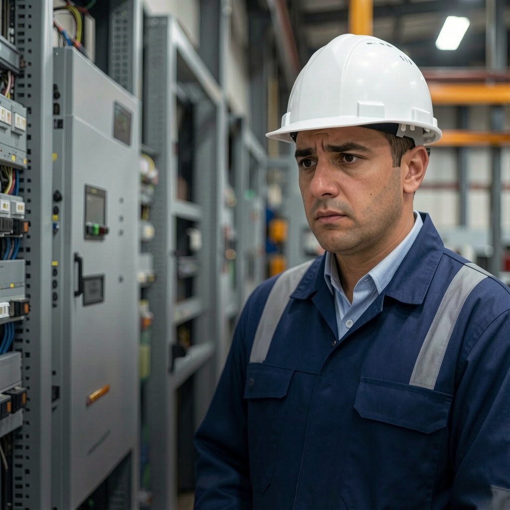 Painel de automação industrial com CLP modular instalado em rack, conectado a módulos de I/O e rede Profinet